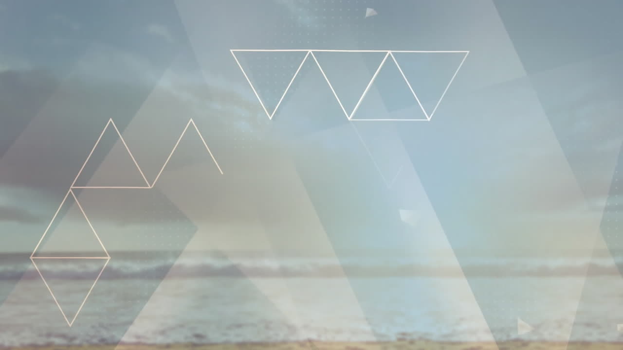 해변 풍경 위의 색 모양의 애니메이션