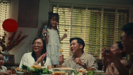 family singing and celebrating together
