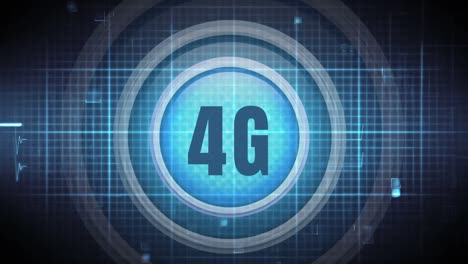 digital animation of a numeric logo 4g on blue digital backdrop