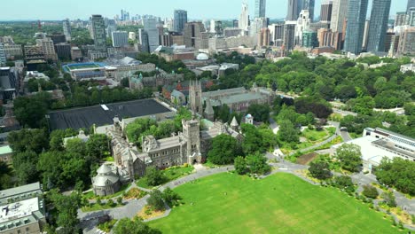 aerial view of university college at university of toronto in summer