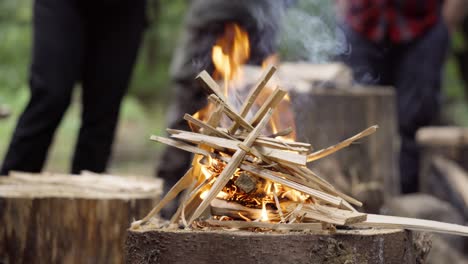 demonstration of how to setup fire and keep it burning in survival situation as part of bush craft workshop