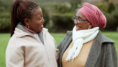 mom, face or happy black woman in park with parent
