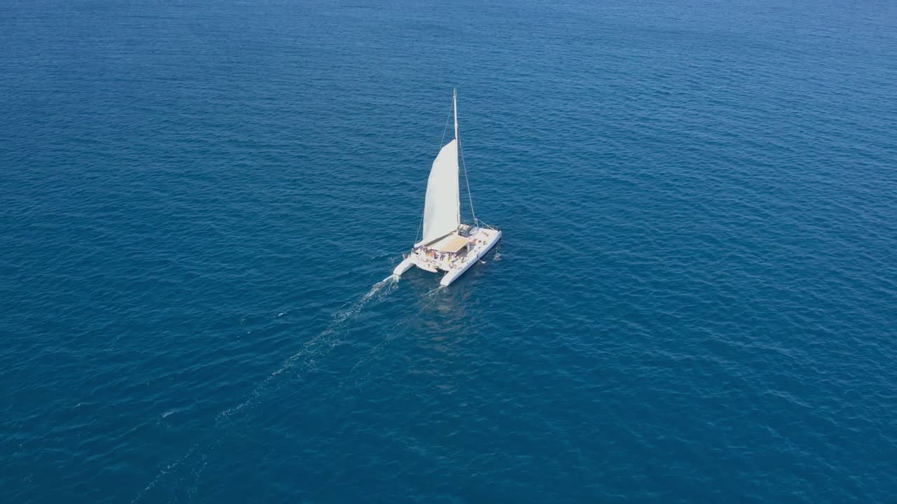 Aerial drone view of mountain sea and volcanoes in Lanzarote, Canary Islands, Spain