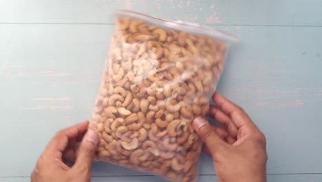 cashews in a plastic bag