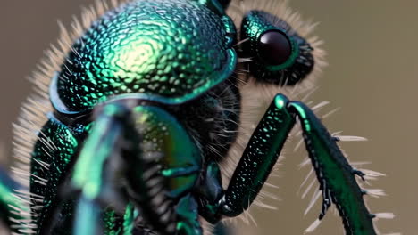 macro close-up of a metallic green insect
