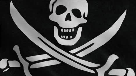 piratenflagge mit gekreuzten schwertern, die im wind wehen. 4k