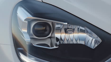 close-up of a modern car headlight