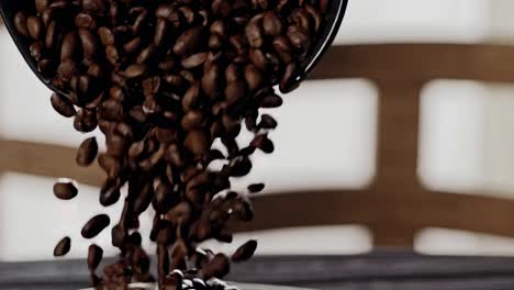 coffee beans pouring