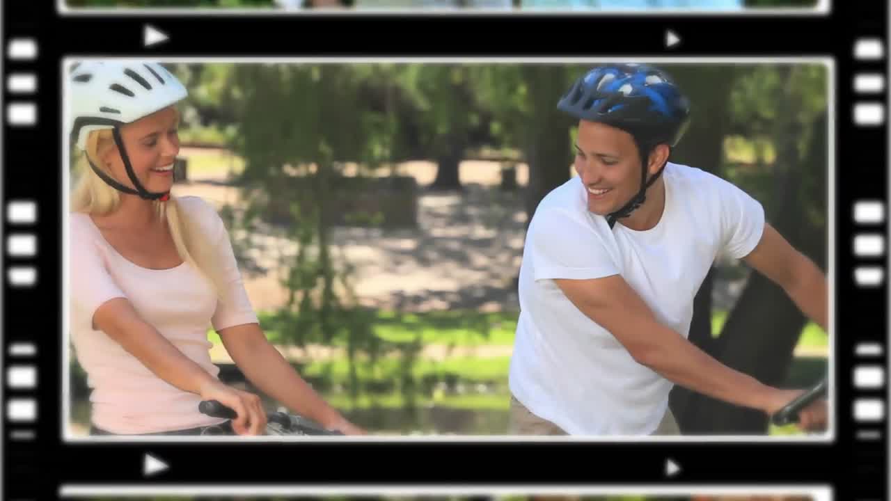 montaje de diferentes parejas y familias divirtiéndose juntas