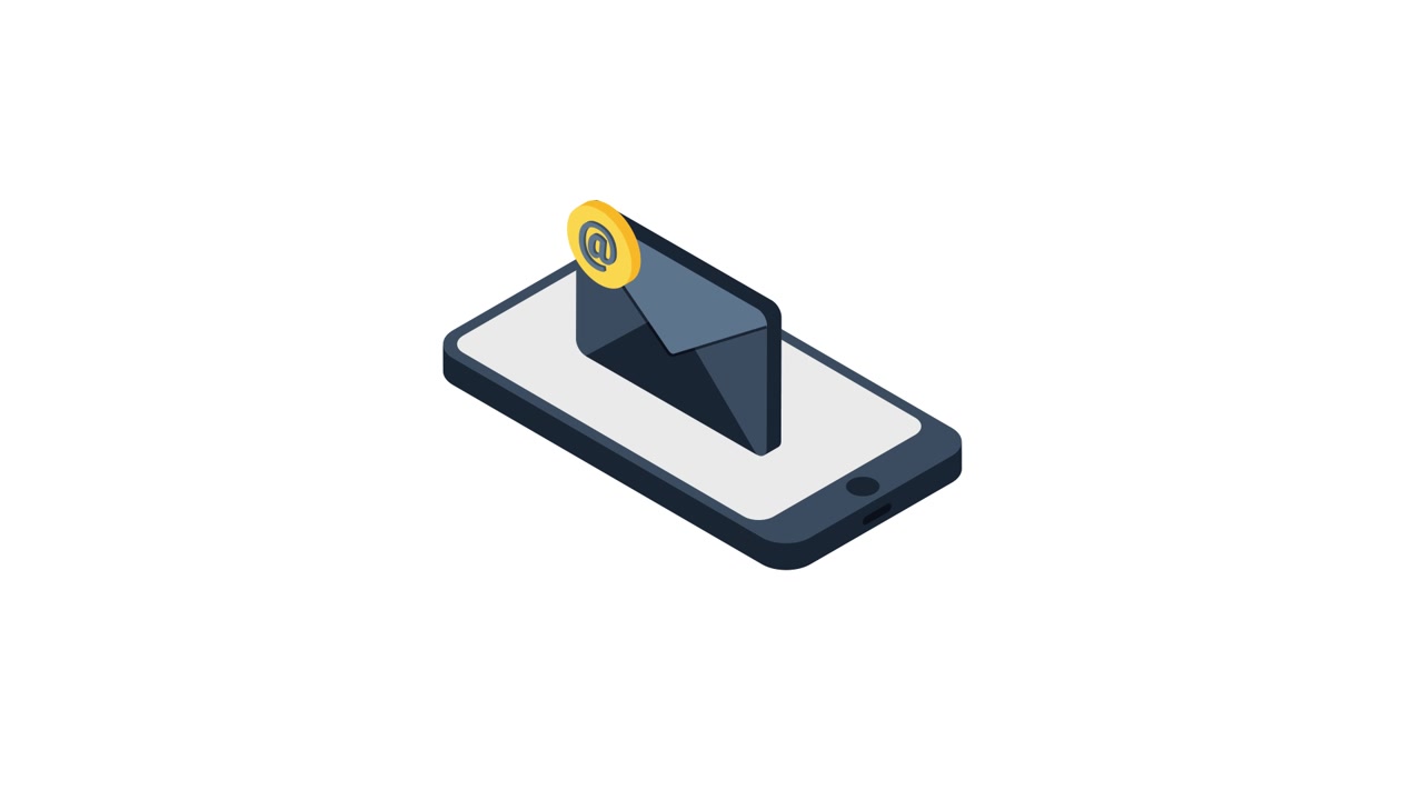 Isometric Animation of Email Notification on Smartphone