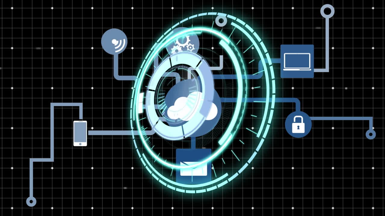 Animation of scope scanning over media icons