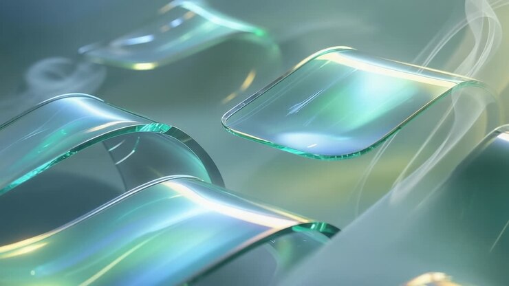 Forme curve traslucide astratte con riflessi di luce