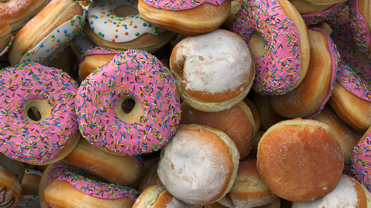 caída de diferentes rosquillas con el canal alfa