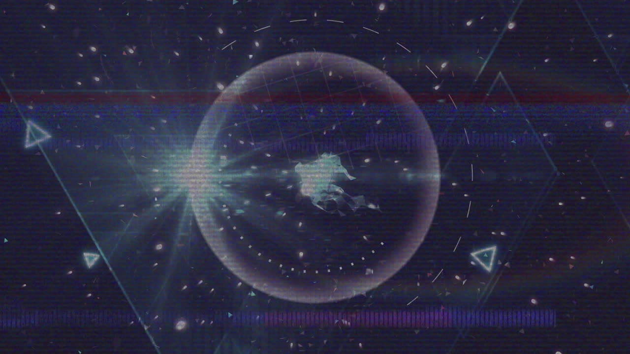 animación de la pantalla con glitch y redes