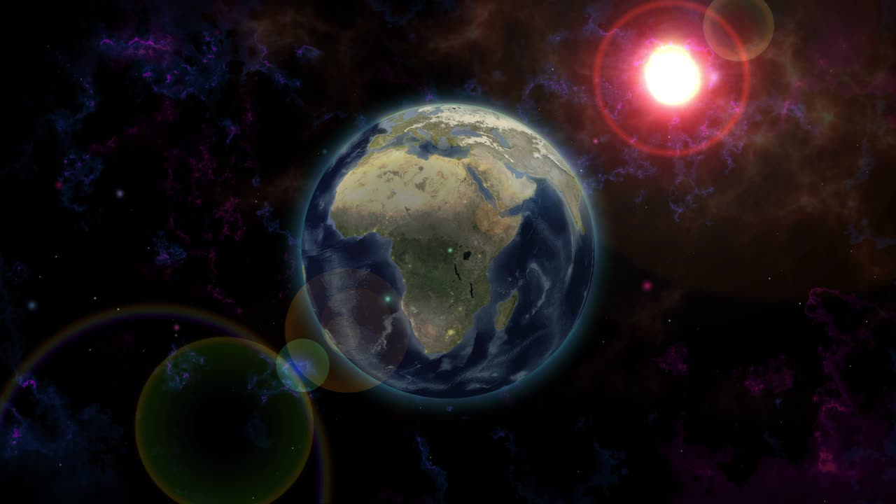 animation 3D earth at night through to sunrise