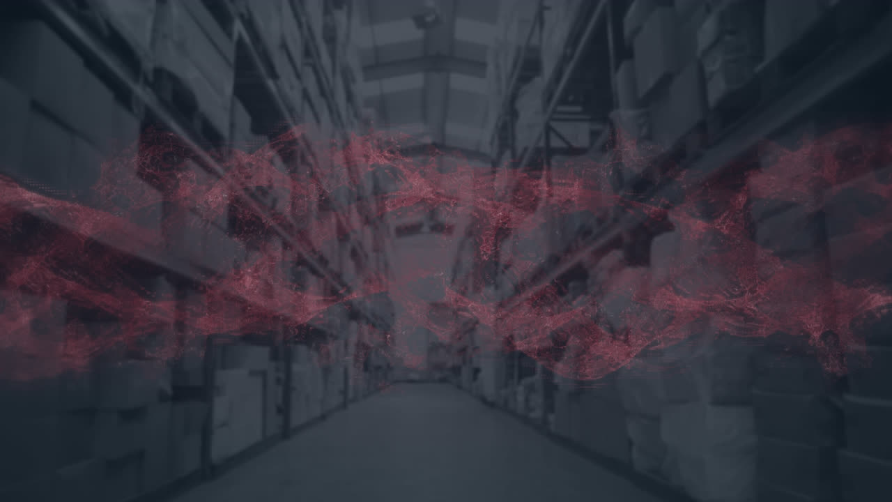 창고 위로 이동하는 파동의 애니메이션