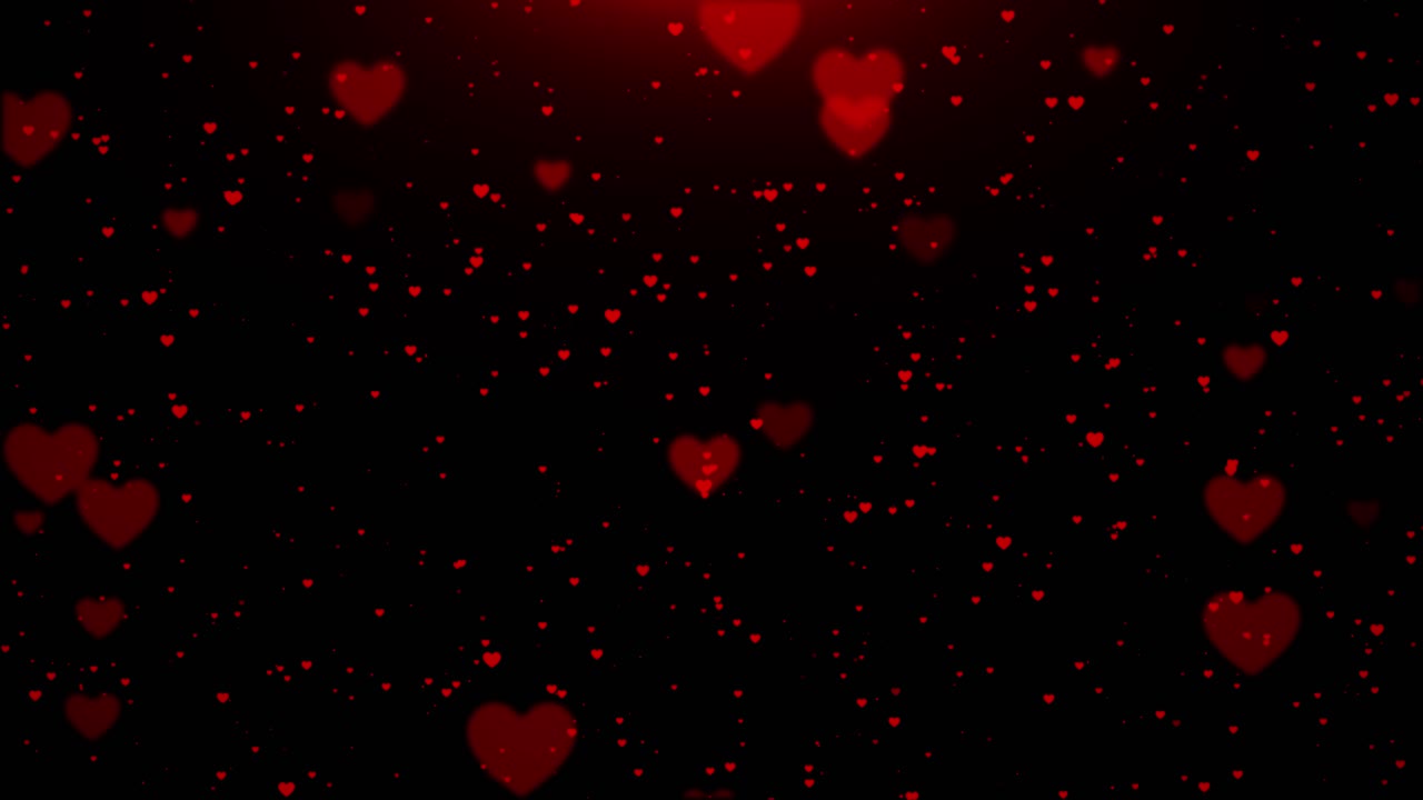 4k festive of bokeh valentines day pink red animation hearts greeting love sparkles glowing and