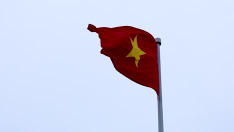 vietnamese flag waving against a clear sky