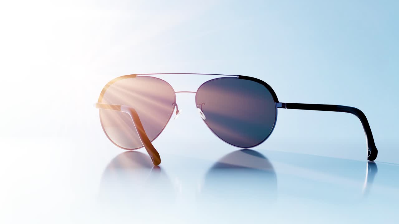 Stylish Aviator Sunglasses Reflecting Bright Sunlight with Lens Flare