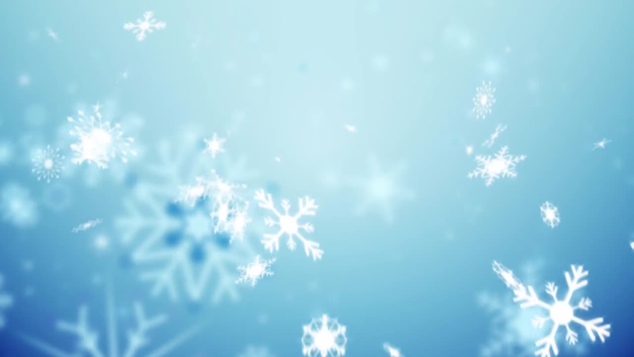 Snow falling on blue background