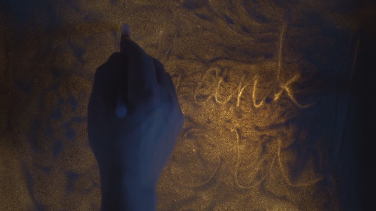 Thank YOU Inscription. Sand On Illuminated Glass