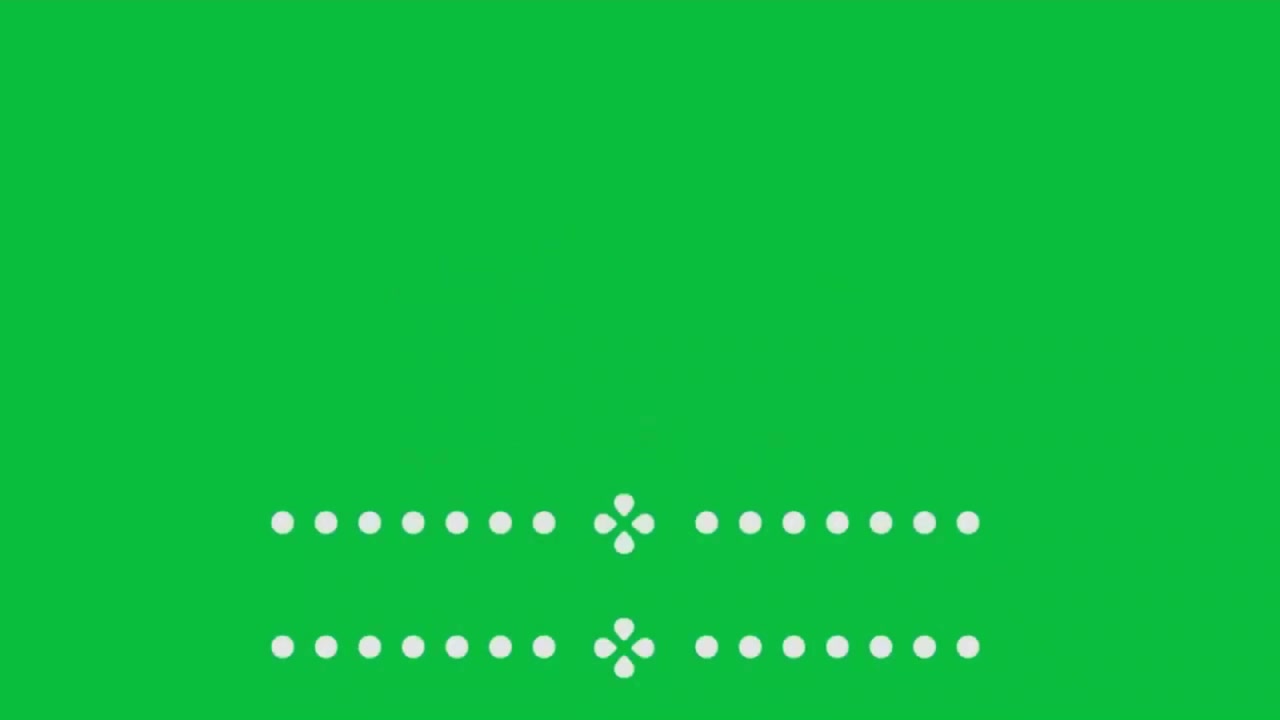 Animazione di caricamento minimalista con punti bianchi e croce su schermo verde