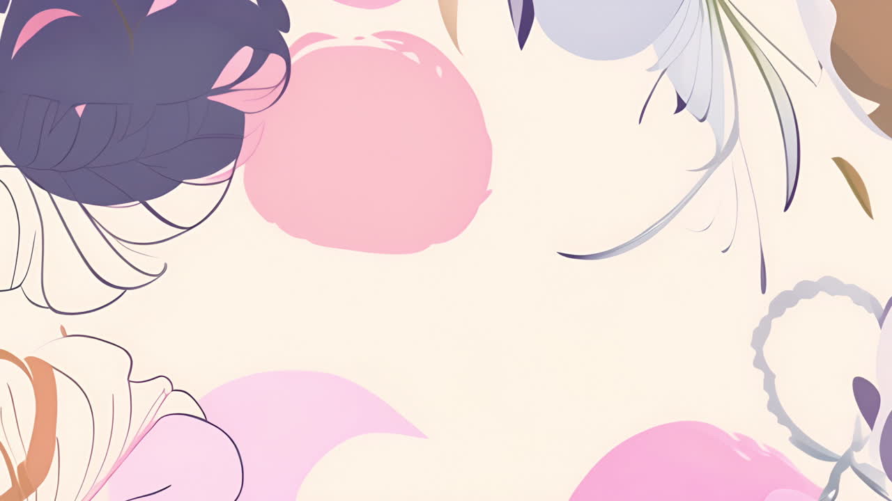 추상적인 꽃 패턴과 밝은 배경에 파스텔 서클 애니메이션