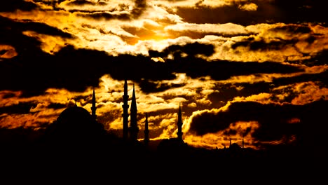 timelapse view of istanbul cityscape with famous suleymaniye mosque at sunset