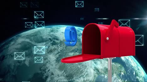 tierra y el buzón en el espacio ultraterrestre