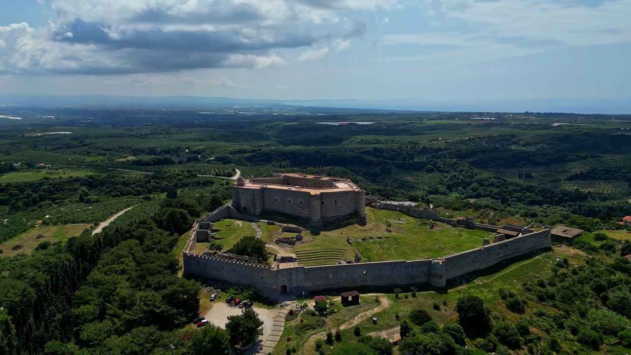 Aerial View of Ancient Castle on Hilltop