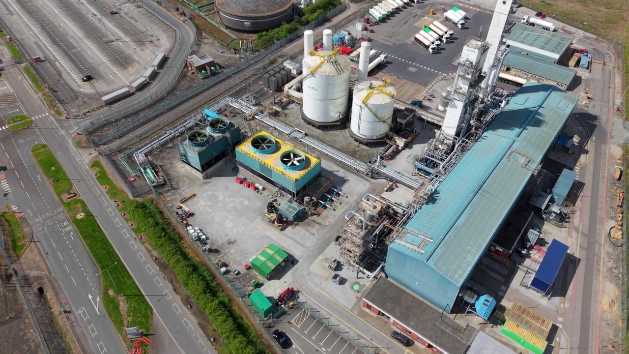 Gas Production Facility and Dual Axial Cooling Fans in Saltend Drone UK