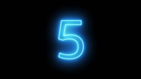 blue neon light 10 seconds countdown on black background. running dynamic light. timer from 10 to 0 seconds. big 2d numbers animated for intros.