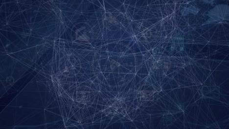 animation of network of connections over data processing on blue background