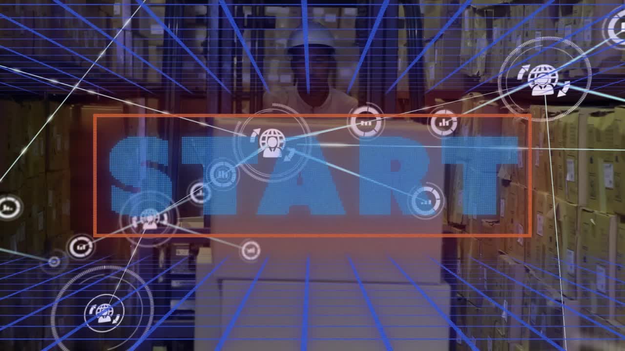 Compositie van een netwerk van verbindingen over pictogrammen op een hoge laptop