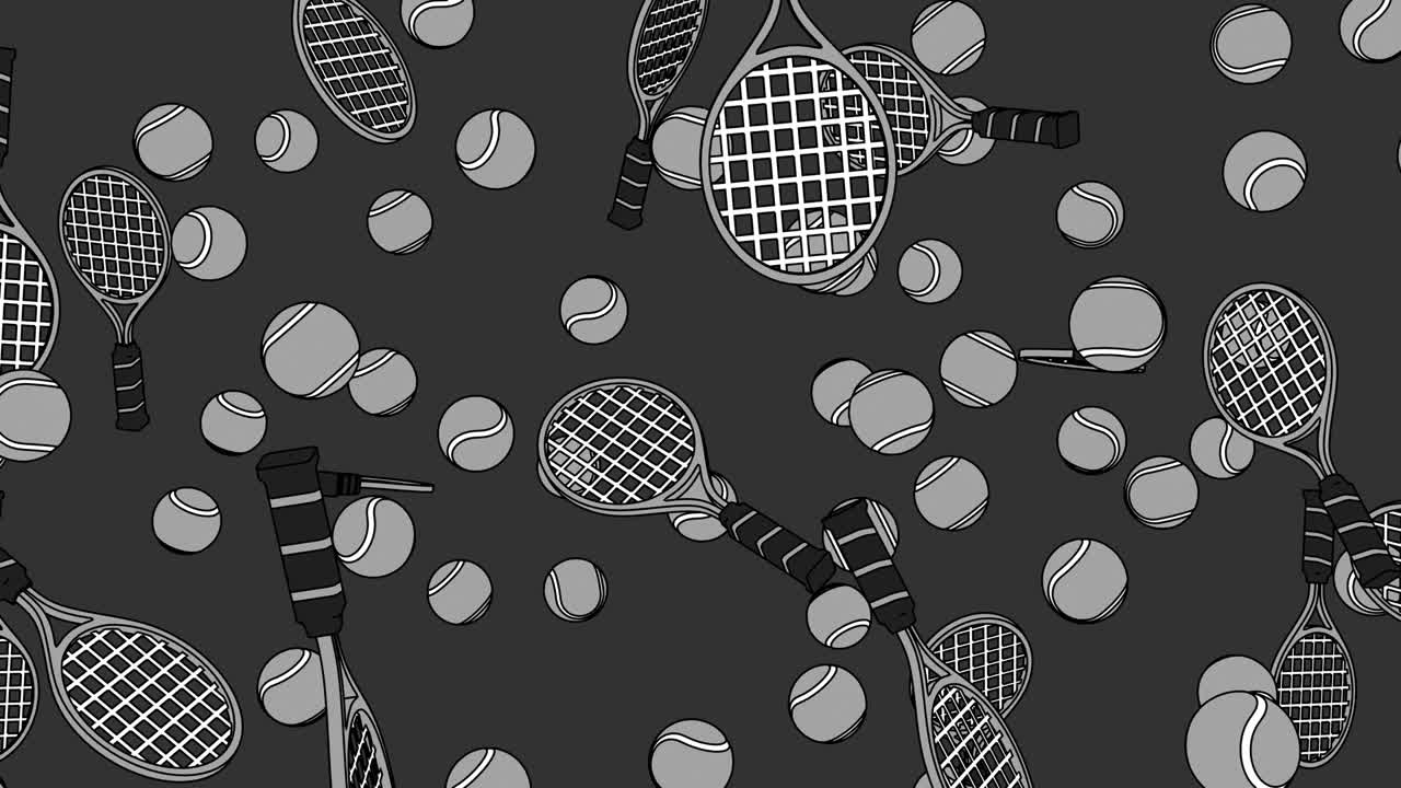 회색 바탕에 회색 테니스 공과 테니스 라켓을 그린 스타일입니다.
