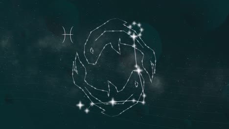 animation of pisces star sign with glowing stars