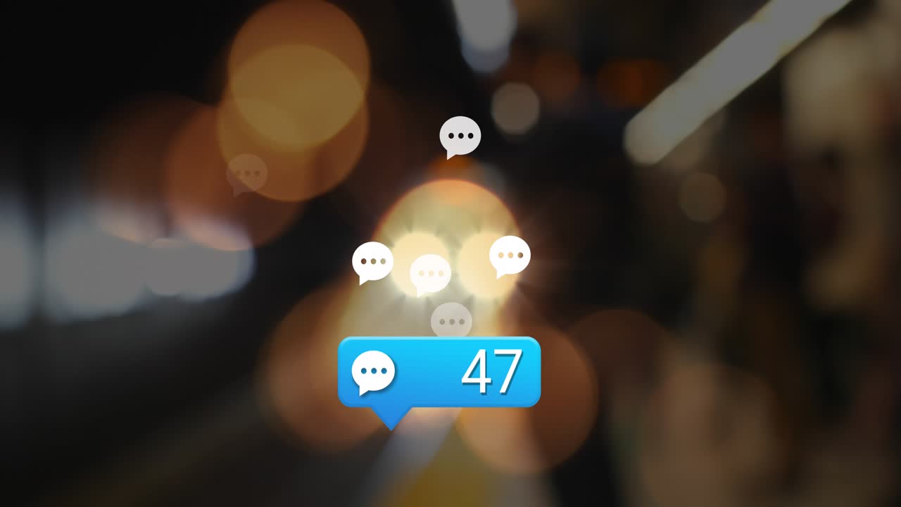 Animation of message icon with increasing numbers against a train arriving at a station