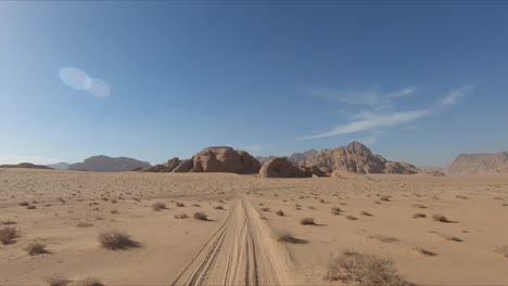 desert driving point of view and background jordan wadi rum