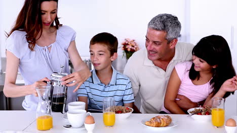 family having breakfast