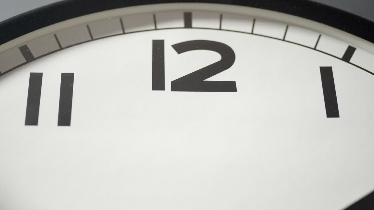 White Clock Face Close Up in Time Lapse on White Wall