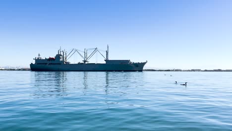 boat pov of a military ship