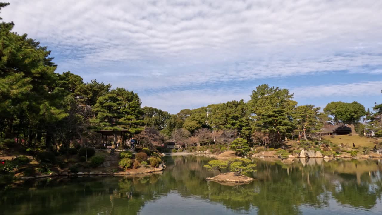 전통적인 일본 정원의 평화로운 풍경