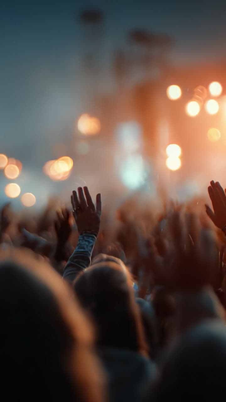 Una serata musicale coinvolgente: pubblico entusiasta che si gode un'esibizione dal vivo sotto le luci del palco illuminate