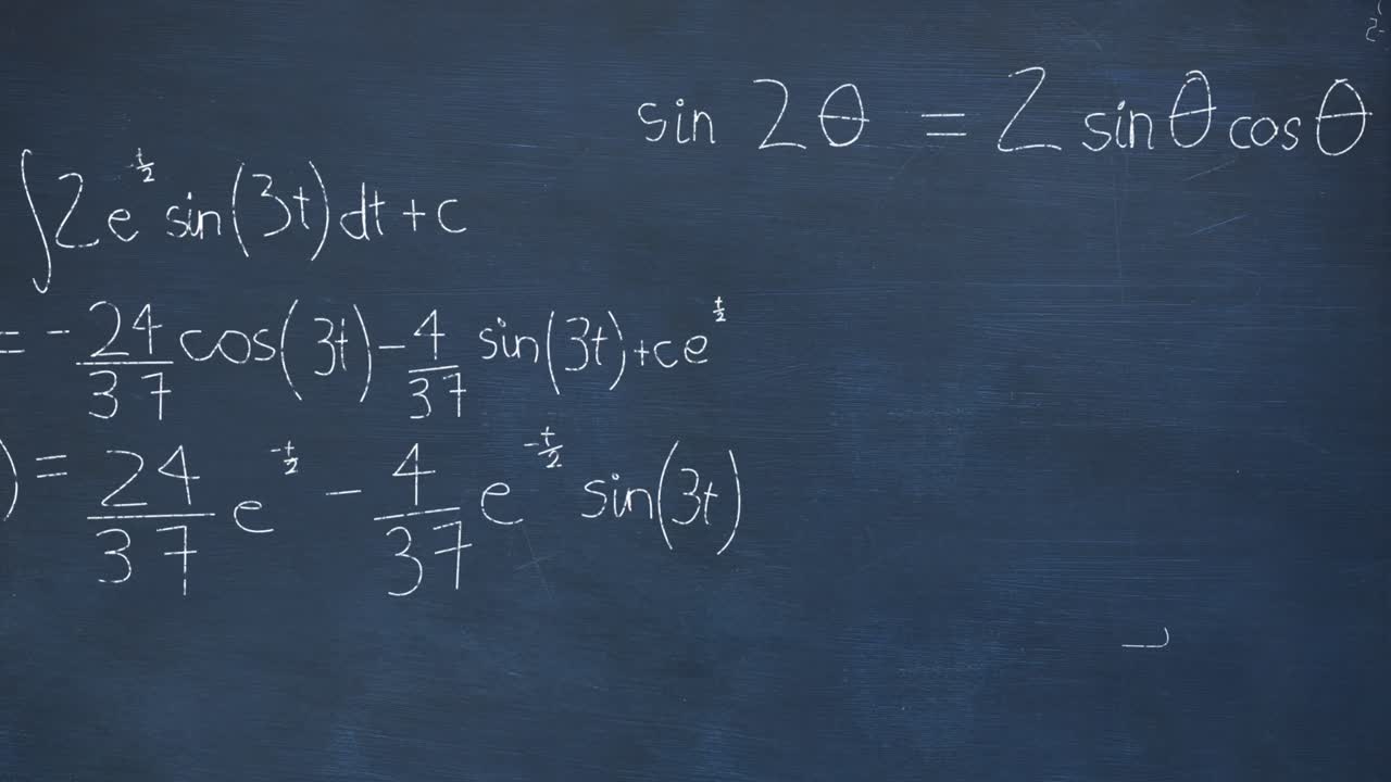 animación del procesamiento de datos matemáticos sobre un fondo azul