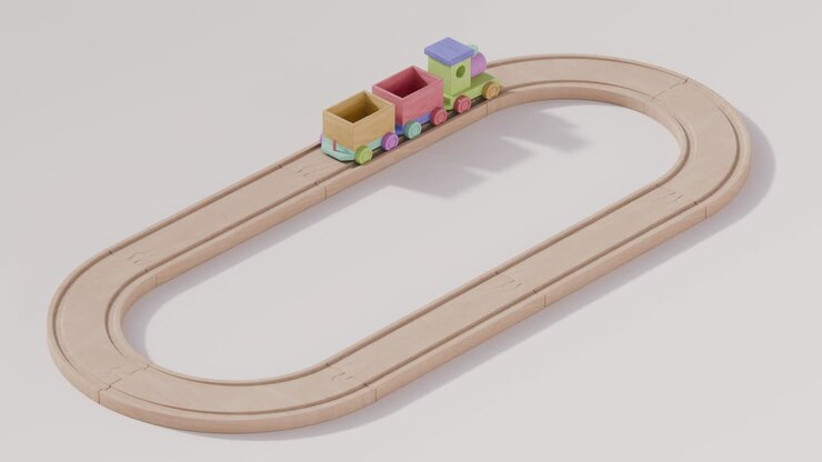 Trenino di legno su binario ovale