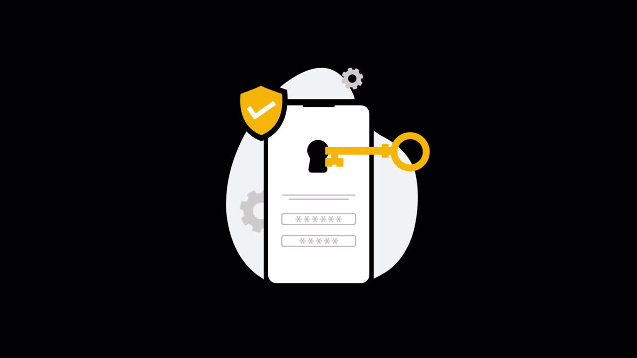 Secure Mobile Login with Password and Key Illustration