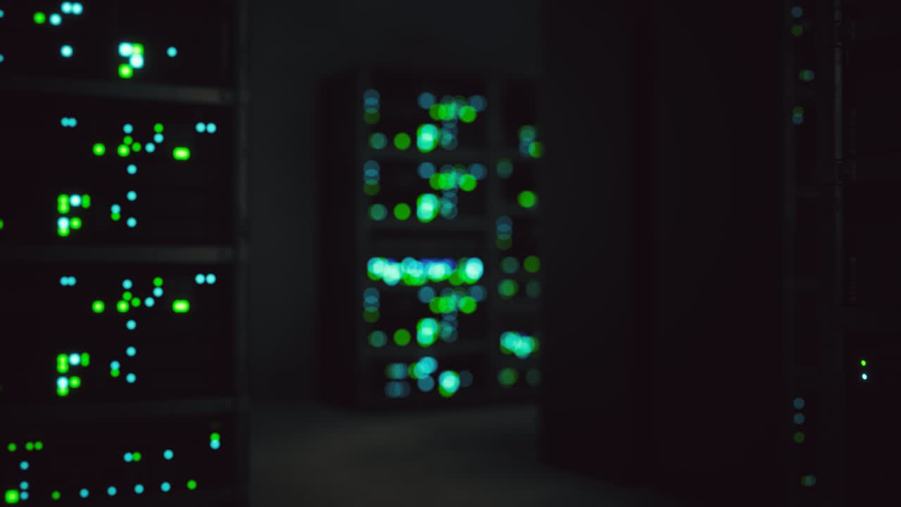 Clean industrial interior of a data server room with servers