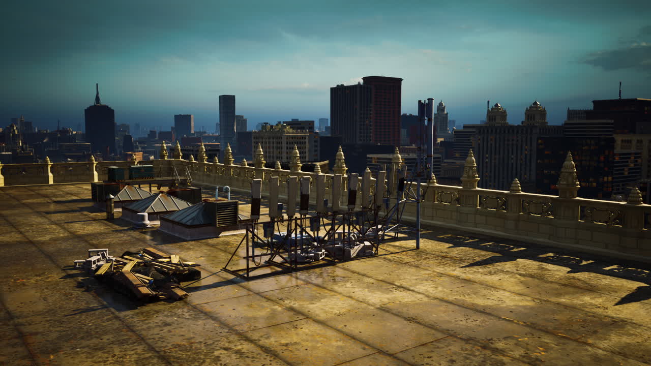 una vista desde el techo de un horizonte de la ciudad