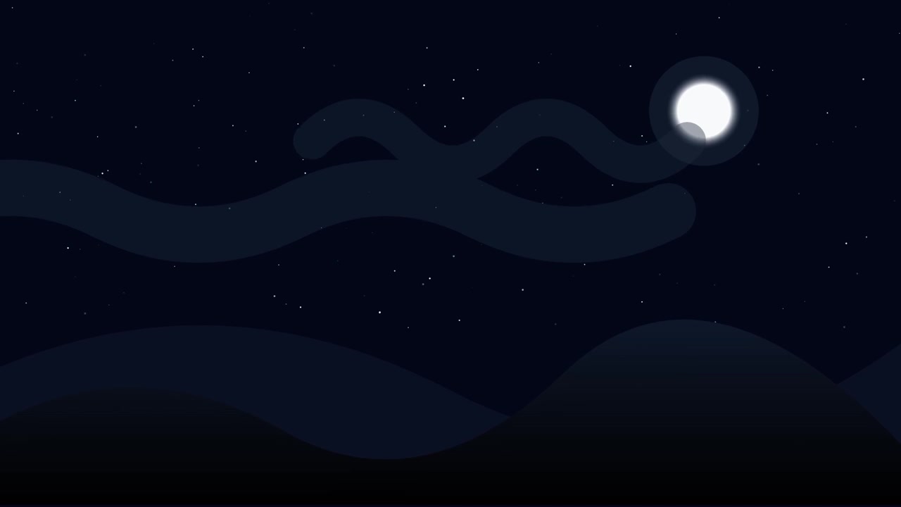 Animated Night Sky with Moon and Moving Clouds