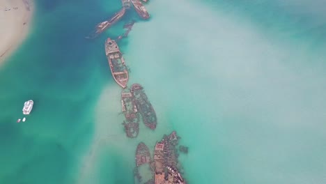 flying over the ship wrecks at moreton island tangalooma bay